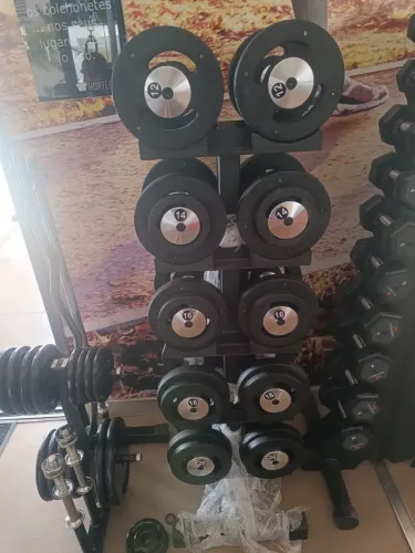 Jogo de dumbells montados injetados Pegada cromada novos 