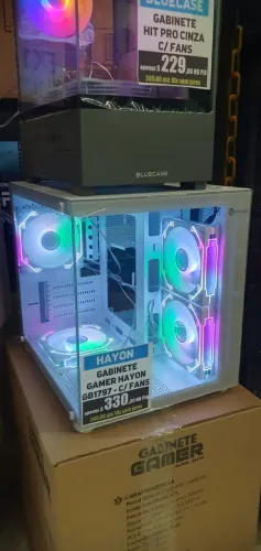 Gabinete Gamer Aquário Branco com Vidro e 4 fãns ARGB incluso