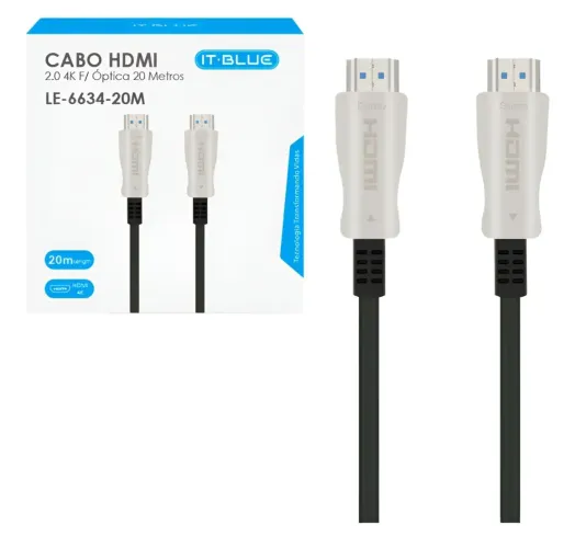 Cabo HDMI 20 metros fibra ótica 4K (Honestidade e Qualidade é na distribuidora JK )