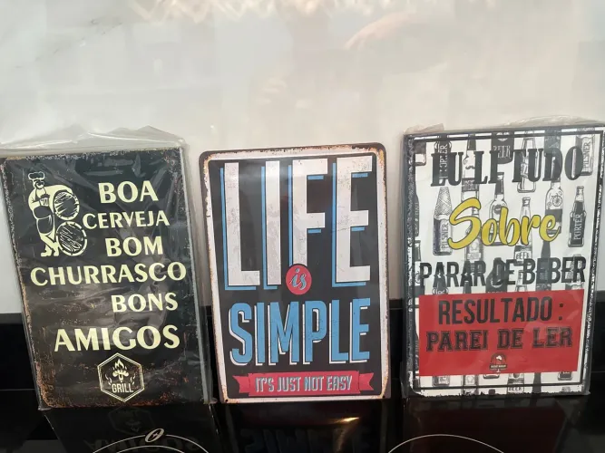 Placas Decorativas em Metal - Cerveja, Vida e Frases