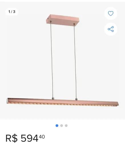 2 unidades Pendente linear Rose Gold