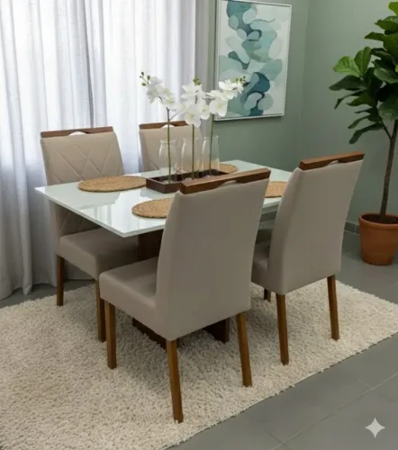 Mesa de jantar com 4 cadeiras de madeira maciça (alta qualidade)