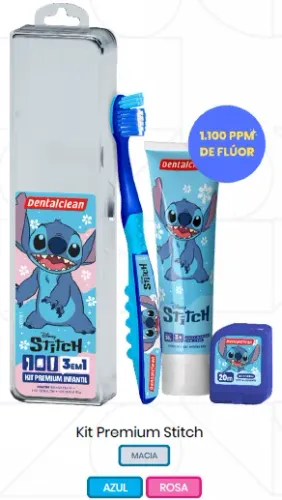 Kit escova dental, fio dental e gel dental STITCH