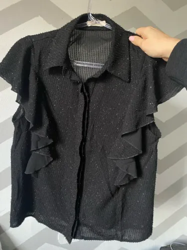 Camisa preta brilhos Kaele collection