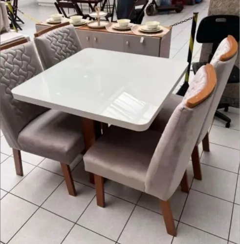  Mesa de Jantar 4 Cadeiras Delta 100% mdf  