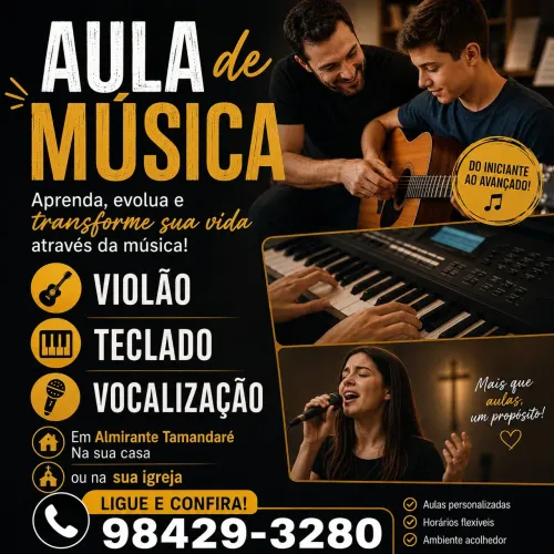 Aula de violão teclado e vocalização