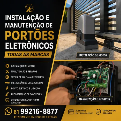 INSTALAÇÃO E MANUTENÇÃO DE PORTÕES ELETRÔNICOS - TODAS AS MARCAS