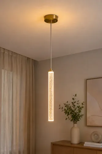 Lustre Pendente LED Moderno Dourado 30cm