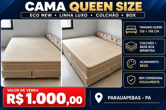 Cama Queen Size Eco New Linha Luxo + Box