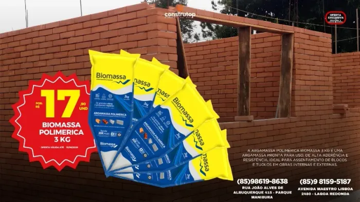 Argamassa Polimérica Biomassa 3kg - R$ 17,90 a unidade