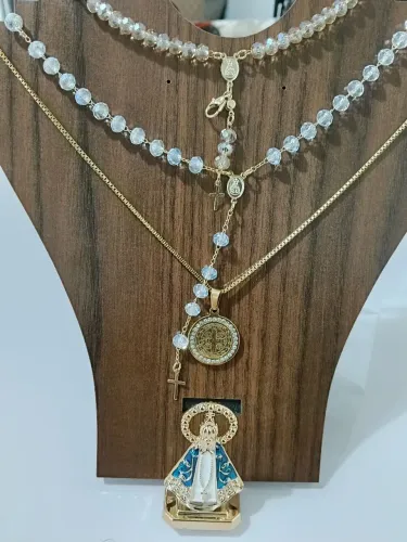 Medalha de São Bento terço Imagen Nossa Senhora Aparecida 