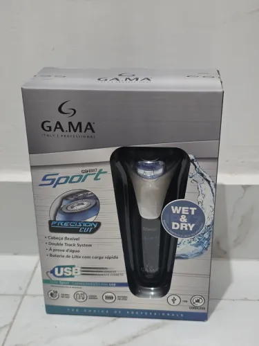 Barbeador Elétrico 3 Lâminas Gama Italy GSH 887 À Prova D'água Trimmer USB (Lacrado/NF)