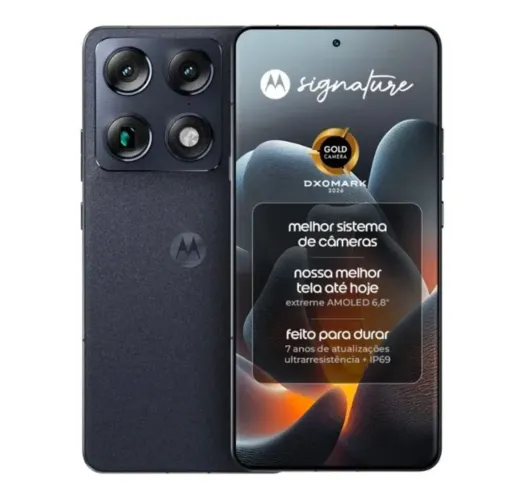Smartphone Motorola Signature 512GB 5G 24GB RAM Preto 6,8" Câmera Tripla + Selfie 50MP