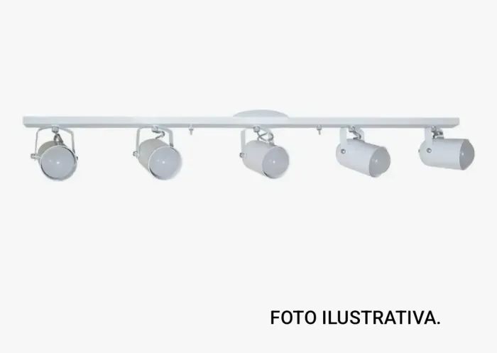 Spot No Trilho Para 05 Lâmpadas Comuns Direcional - 360 Graus