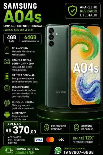 ? Samsung Galaxy A04s 64GB / 4GB RAM - Revisado + Garantia