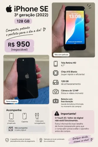 ? iPhone SE 3ª geração ? 128 GB