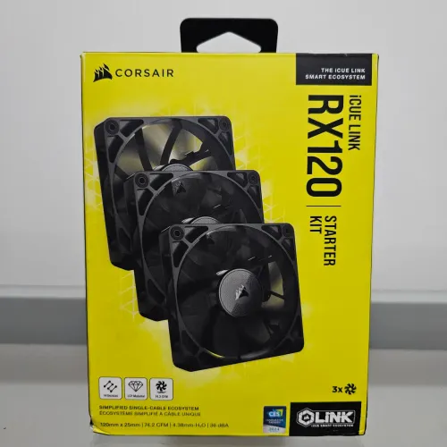 Kit com 3 Ventoinhas Corsair iCUE LINK RX120, 120mm, Preto