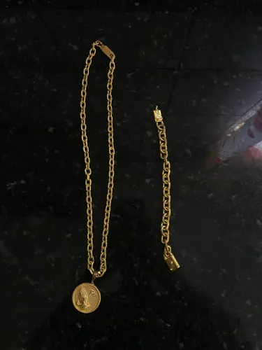 Kit Moeda Antiga - Corrente + Pingente + Pulseira ?