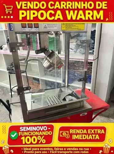 Carrinho de Pipoca Warm Profissional Seminovo - Pipoqueira Completa