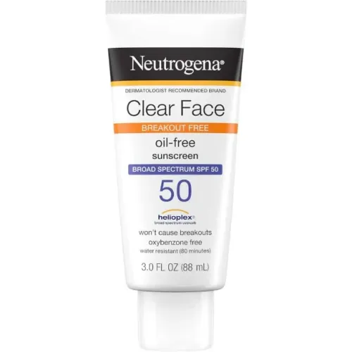 Neutrogena Clear Face Sunscreen Lotion for Acne-Prone Skin, SPF 50 Facial Sunscreen 88ml