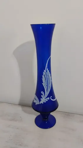 Vaso Antigo de Vidro Azul