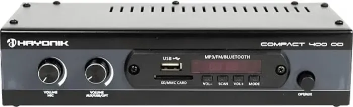 HAYONIK, Amplificador 4 canais, Entrada Óptica, 40W RMS, Bluetooth, USB, Rádio FM