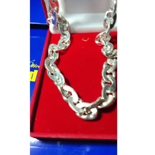 Corrente Prata 950 Modelo Direito/Esquerdo 129 Gramas 10 mm 50 Cm Peça de Prata Maciça 