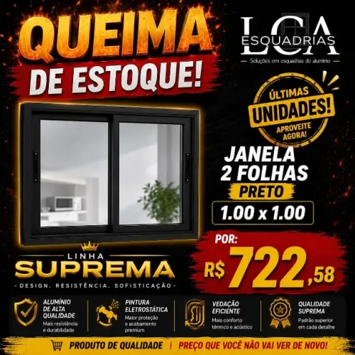 Janela 2 Folhas Linha Suprema - Preto 
