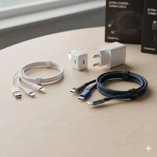 Cabos carregador iPhone e Android