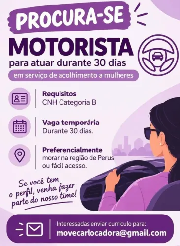 VAGA TEMPORÁRIA - MOTORISTA