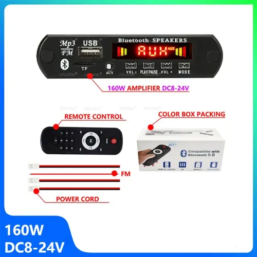 Placa MP3 Amplificada 160W (80+80) 8-24V *Entrego Aceito Cartão