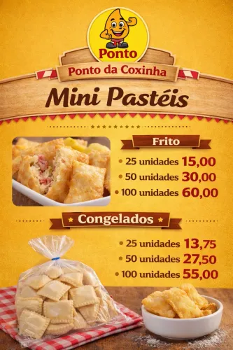 Mini salgados fritos e congelados 