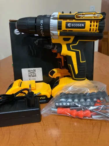 Parafusadeira Furadeira Sem Fio ECOSEN 21V - 2 Baterias e Kit Completo