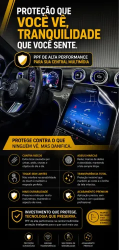 PPF Central Multimídia - Proteção Anti-Risco (Fosco ou Brilho)!