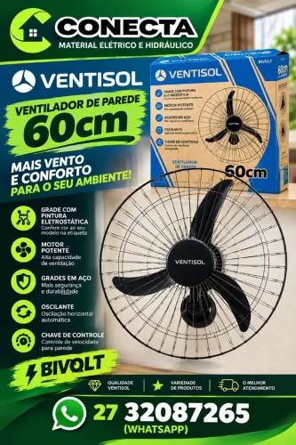 Ventilador Parede 60cm Bivolt 200w -Loja