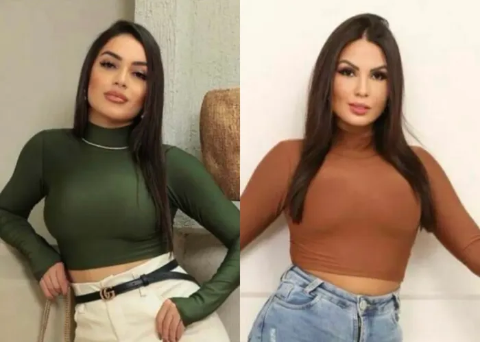 cropped feminino de manga longa e gola alta, tamanho único (veste p e m).