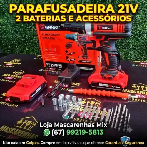 Parafusadeira Furadeira Sem Fio 21V 2 Baterias COD: 032