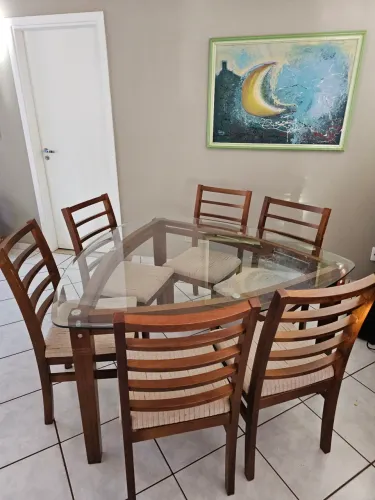 Conjunto de mesa, balcão e cadeiras