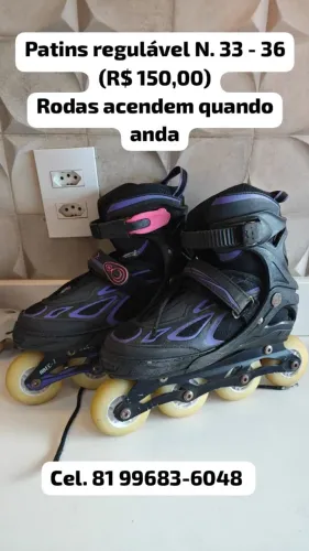Patins Traxart Regulável 33 a 36 com rodas que acendem