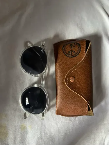 Óculos de Sol Ray-Ban Round Original - Armação-Transparente - Lentes Pretas