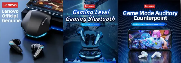 Lenovo GM2 Pro Fone Bluetooth 5.3 de Alta Qualidade com função Gamer Novo
