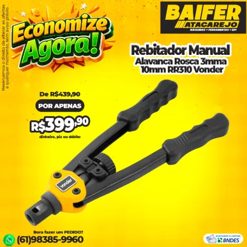 Rebitador Manual Alavanca Rosca 3mma 10mm RR310 Vonder