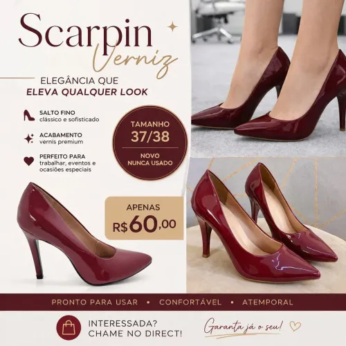 Lindo Scarpin vermelho bordo