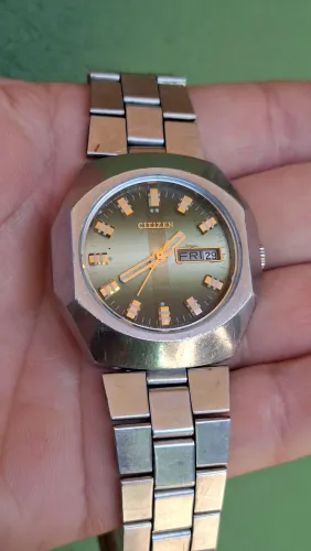 Citizen Vintage Anos 70 Raro Mostrador Verde Oliva Peças