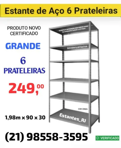 Estante de Aço 6 Prateleiras (Nova na Caixa)