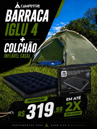 BARRACA 4 PESSOAS E COLCHÃO INFLÁVEL CASAL BEL