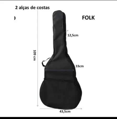 Capa de violão folk com alças traseiras , medidas na foto