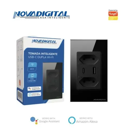Tomada Inteligente Wifi Dupla Usb Usb-c Novadigital S2c 4x2