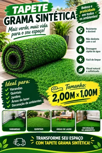 Tapete em Grama Sintética 2,00M × 1,00M 