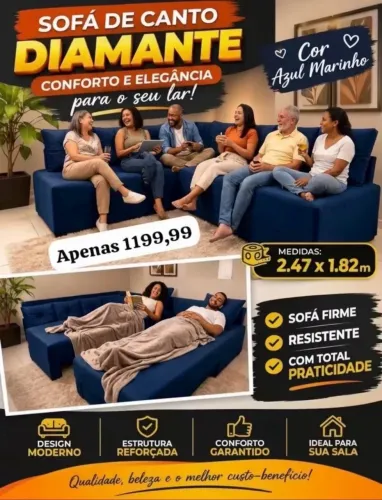 SOFÁ DE CANTO DIAMANTE !! Entrega rápida, PAGUE NA ENTREGA